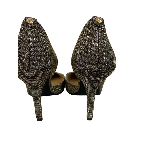 Michael Kors Metallic D'Orsay Heels Size 10M Knit Textile Sparkle 8762 Shoes - Picture 9 of 11